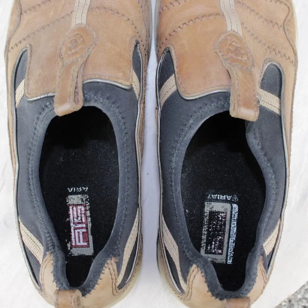 Ariat Brown Leather Slip On Comfort Loafers Driving Mocs Womens 8